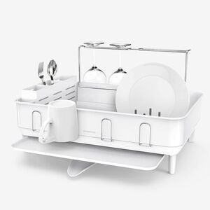 simplehuman -  Steel Dish Rack Swivel Spout White Fra White